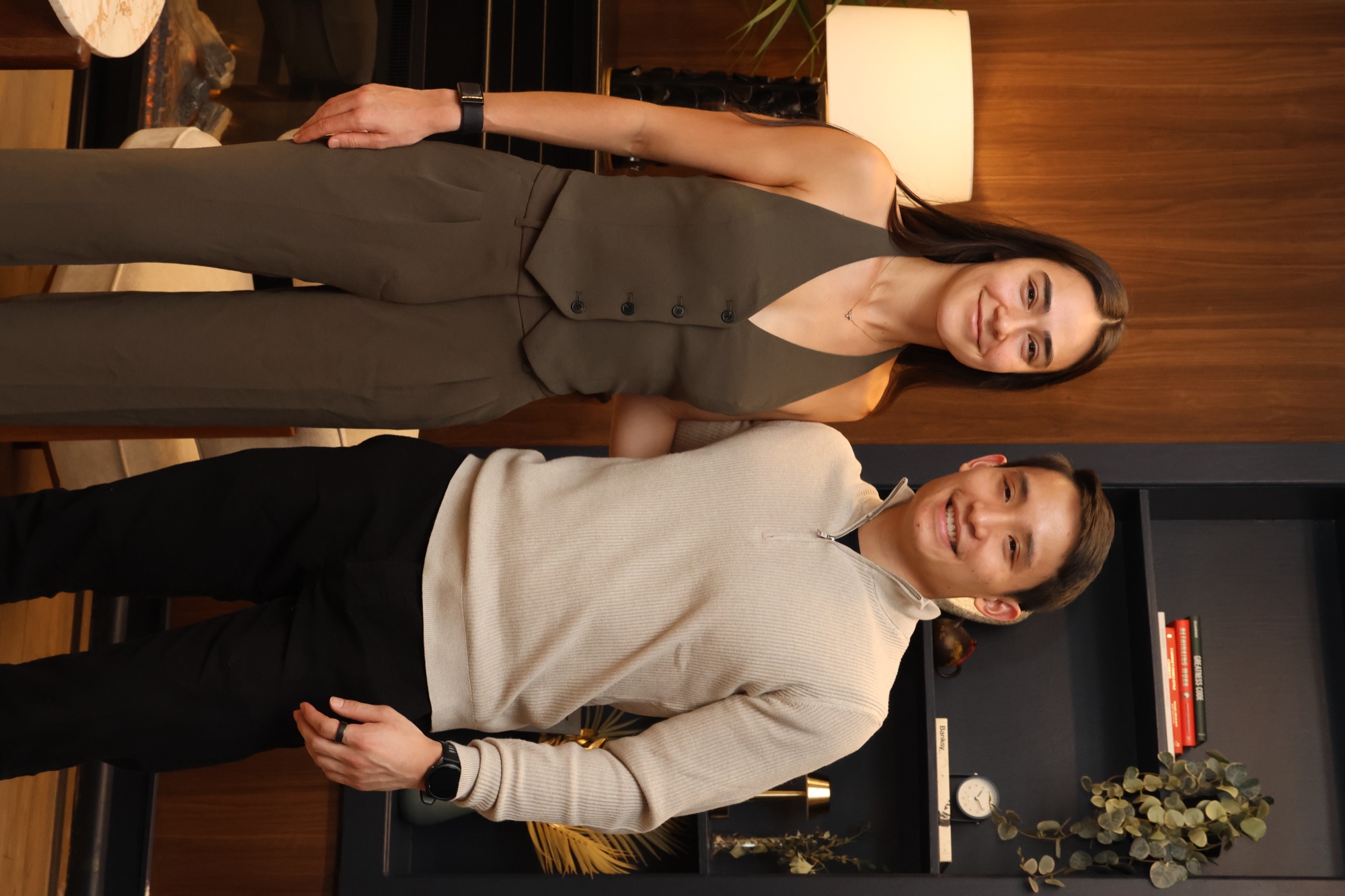 Vitoria Okuyama with Andrew Yeung at a fireside event